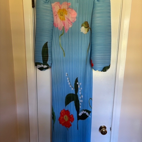 Nancy Yang Crinkled Puff Sleeve Dress NWT - Picture 3 of 8